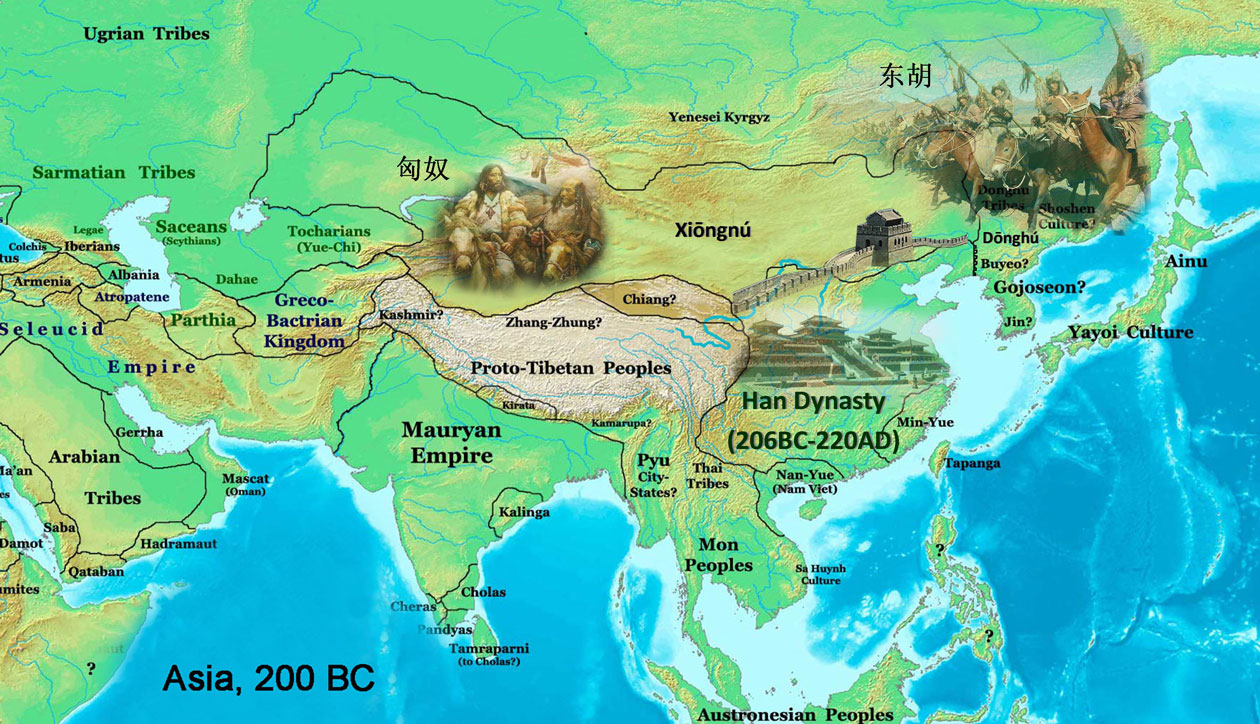 map of Han Dynasty 200 BC